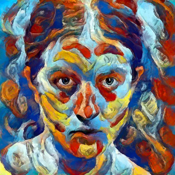 Серия Раскрасок Состав Человеческого Лица Цвета Краски Сочетании Умом Психическими — стоковое фото