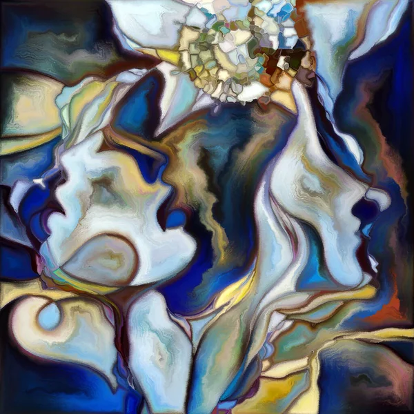 Canvas Close Series Composition Faces Symbols Colorful Painting Style Subject — Φωτογραφία Αρχείου