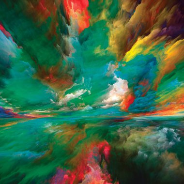 Internal Landscape. Color Dreams series. Abstract composition of paint, textures and gradient clouds suitable for projects on inner world, imagination, poetry, art and design