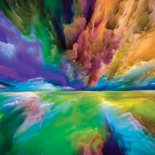 Imagination Landscape. Color Dreams series. Visually attractive backdrop made of paint, textures and gradient clouds for works on inner world, imagination, poetry, art and design