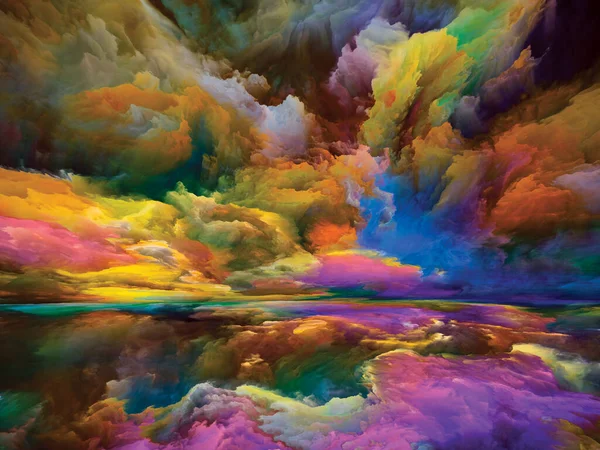 Paesaggio Arcobaleno Serie Color Dreams Composizione Vernice Texture Nuvole Gradiente — Foto Stock