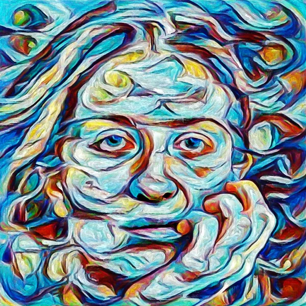 彩色シリーズ 精神状態 創造性 自己表現に関連する人間の顔 塗料で作られた抽象的なデザイン — ストック写真