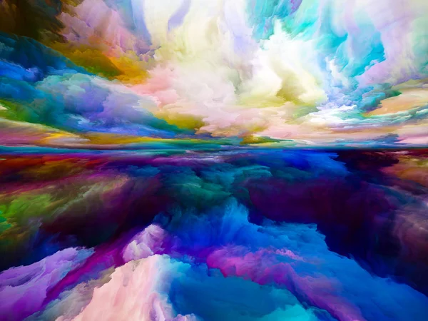 虹の風景 色夢シリーズ 内側の世界 想像力 芸術とデザインの主題にペイント テクスチャとグラデーション雲の構成 — ストック写真