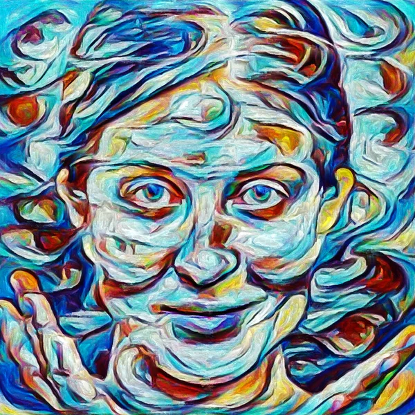 彩色シリーズ 精神状態 創造性 自己表現に関連する人間の顔 塗料の構成 — ストック写真