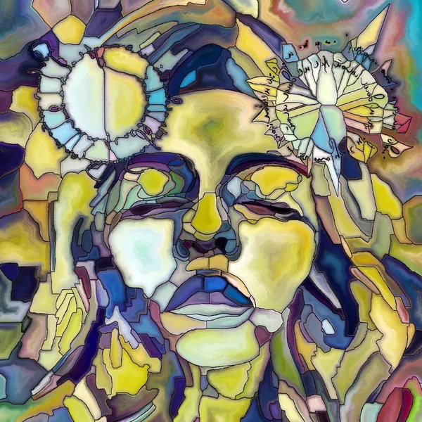 Dry Paint Series Abstract Human Portrait Subject Mind Creativity Imagination — Stock Photo, Image