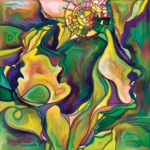 Canvas Close Series Arrangement Faces Symbols Colorful Painting Style Theme — Stock Photo, Image