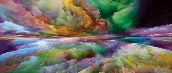 Fantasie Landschap Nooit Wereld Series Zien Achtergrond Bestaande Uit Kleuren — Stockfoto