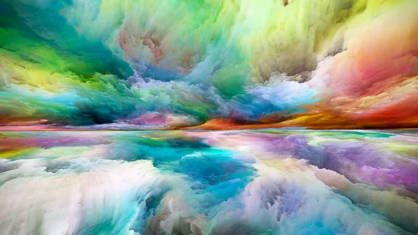 Landschapsmagie Kleur Dromen Serie Creatieve Opstelling Van Verf Texturen Gradiëntwolken — Stockfoto