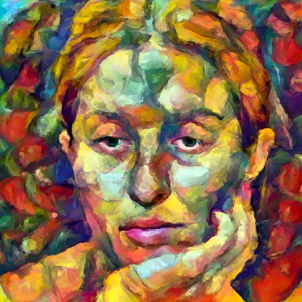 Kolorowanka Artystyczna Abstrakcja Kobiecej Twarzy Barw Malarstwa Temat Umysłu Stanów — Zdjęcie stockowe