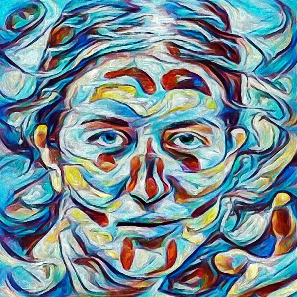 彩色シリーズ 精神状態 創造性 自己表現に関連する人間の顔 塗料の相互作用 — ストック写真