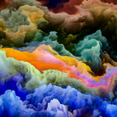 İmkansız Bulutlar. İmkansız Gezegen serisi. Sanat, yaratıcılık ve tasarım üzerine çalışmalar için renklerin ve gradyanların canlı akışının arkaplan tasarımı