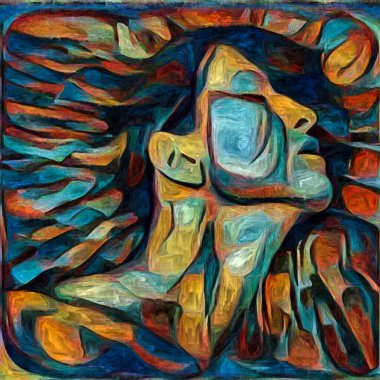 Işık serisine doğru. İç dünya, yaratıcılık ve sanat üzerine soyut resim tarzında yapılmış kadın portresi.
