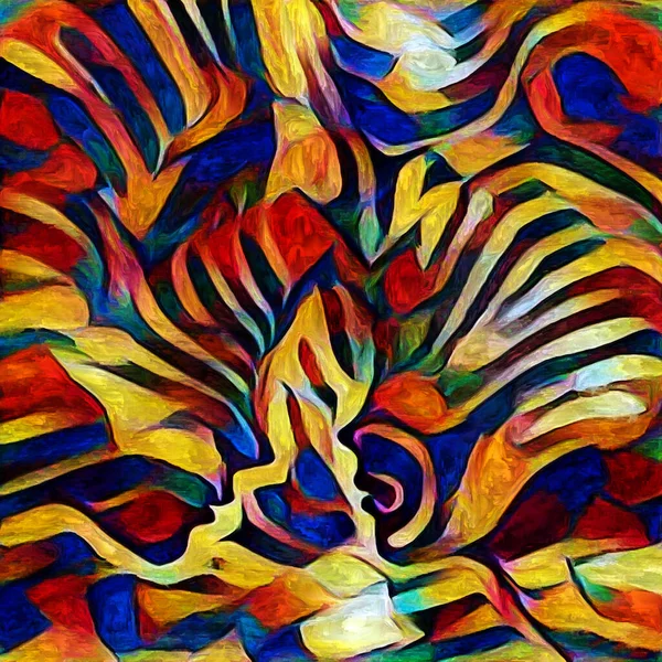 Pattern of Art series. Abstract face, shapes and color elements  rendered on digital canvas on subject of creativity and art.