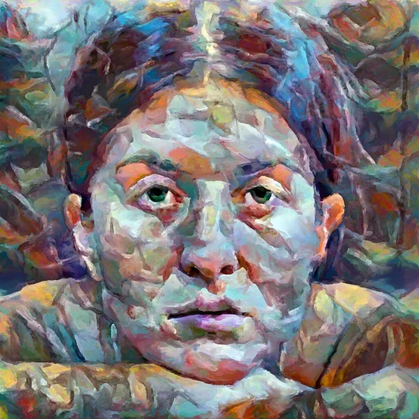彩色シリーズ 人間の顔の背景デザイン 心の状態 創造性と自己表現の主題に対する色とペイント — ストック写真