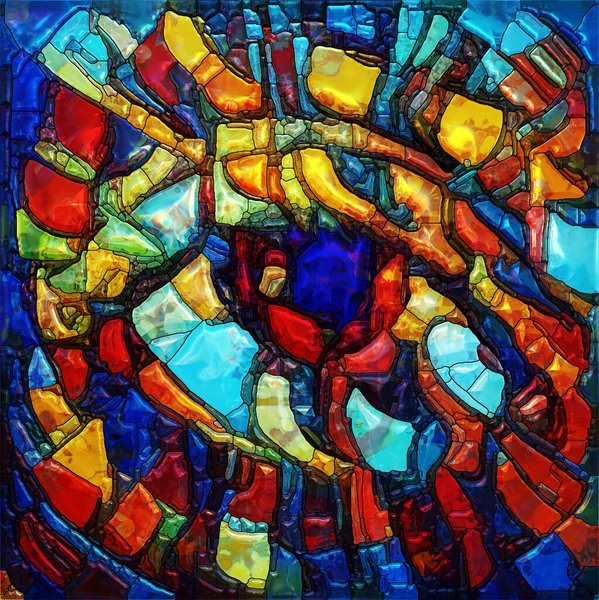 Watching Me series. Stained glass composition with an eye on subject of inner world and religious identity.