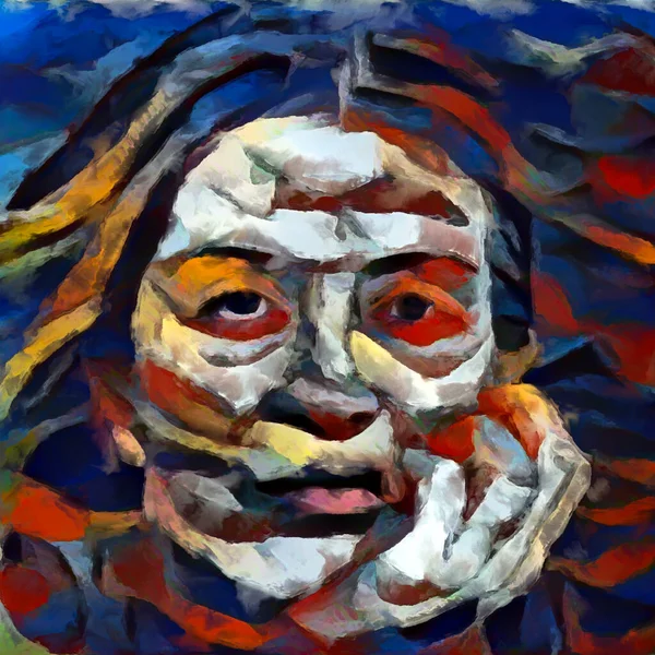 Färgläggningsserie Konstnärlig Abstraktion Kvinnligt Ansikte Färger Och Färg Temat Sinne — Stockfoto