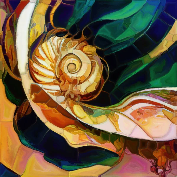 Colors Nautilus Dream Series Abstract Watercolor Stained Glass Organic Design — Stock Photo, Image