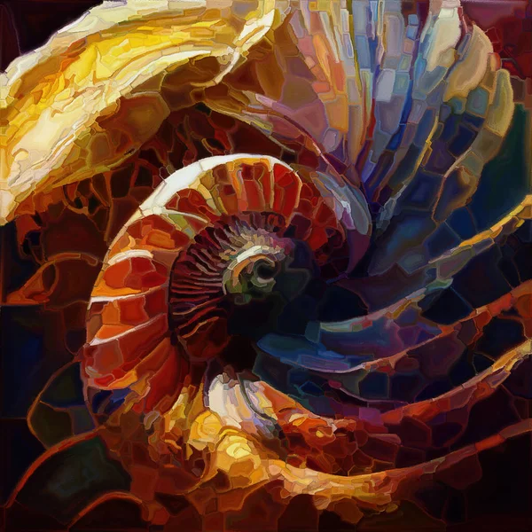 Colors Nautilus Dream Series Abstract Watercolor Organic Design Forms Subject — Foto de Stock