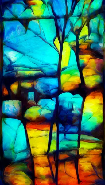Glasmalerei Auf Leinwand Bild Mehrfarbiger Formen Und Fragmente Zum Thema — Stockfoto