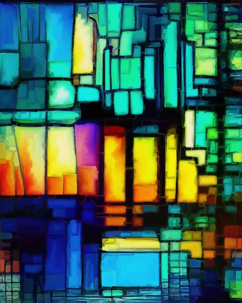 Stained Glass Canvas Series Composition Multicolored Shapes Fragments Subject Art — Stockfoto