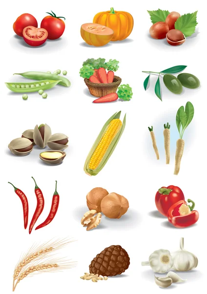 Vegetables nuts and species — Stock Photo, Image