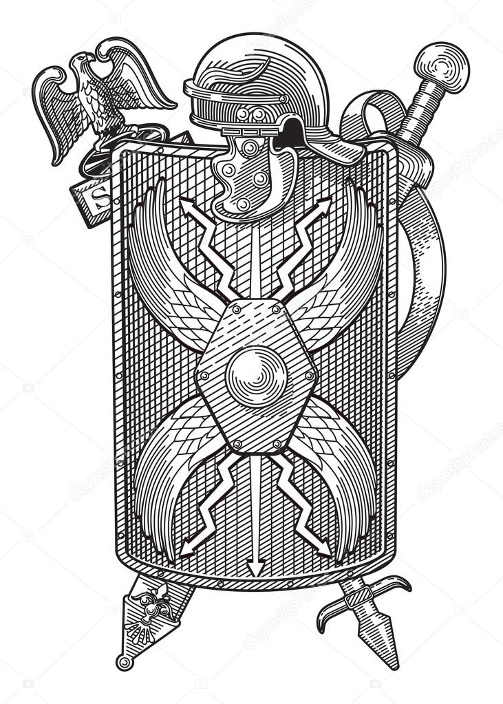 Coat of arms Roman legionary detailed illustration of a stylized