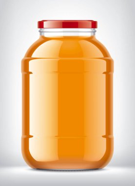 Arkaplanda Balkabağı Suyu olan Cam Kavanoz. 