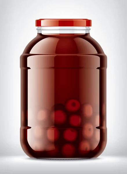 Glass Jar Cherry Juice Background — Stock Photo, Image