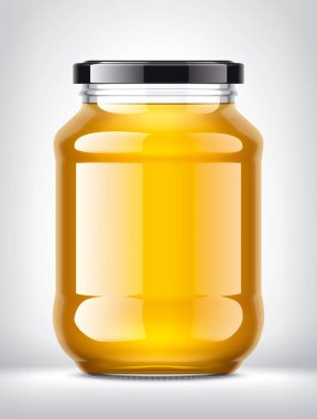 Arkaplanda Ballı Cam Kavanoz. 