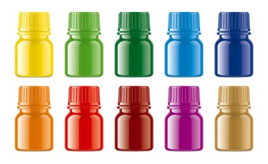 İlaç rengi, şeffaf olmayan şişeler.. 