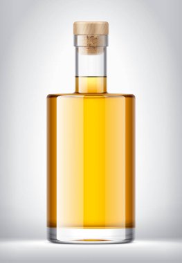 Arka planda mantarlı cam şişe. 