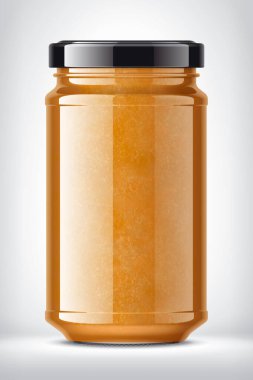 Reçelli Cam Jar Mockup Arkaplanda. 
