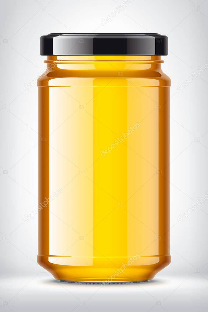 Glass Jar Mockup on Background with Honey. 
