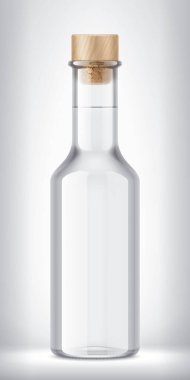 Arka planda mantarlı cam şişe. 