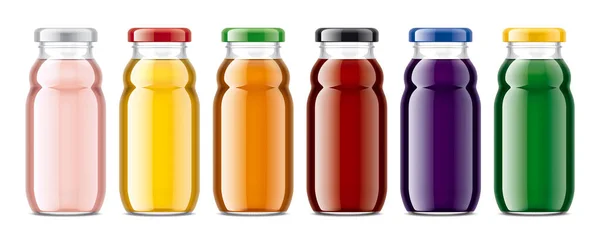 Set Botellas Vidrio Con Jugos Transparentes — Foto de Stock