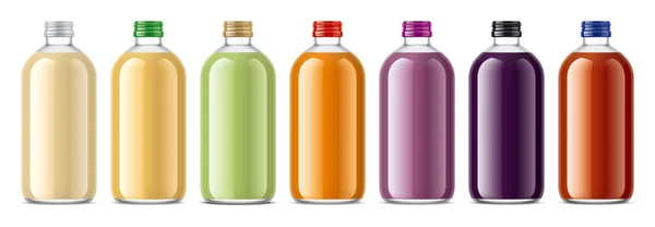 Set Glass Bottles Non Transparent Juices — Stock Photo, Image