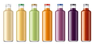 Şeffaf olmayan Suyu olan Cam Şişeler. 