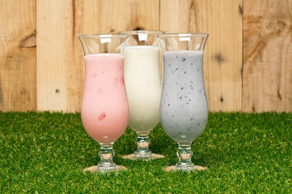 Drei Arten von Milchshake — Stockfoto