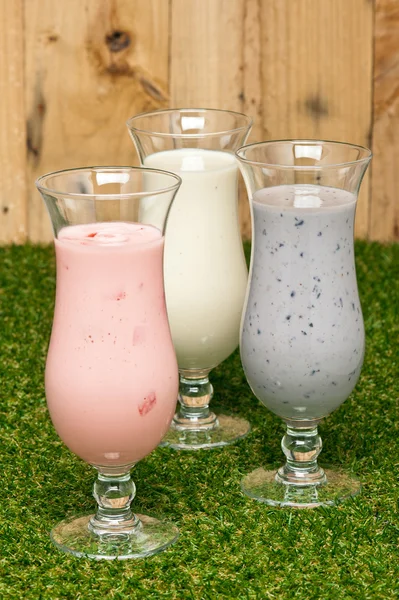 Üç tür bir milk shake — Stok fotoğraf