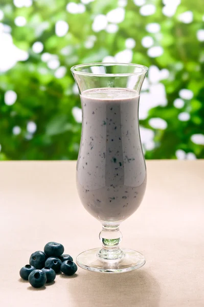 Blueberry milk shake with real fruit — Stock Photo, Image