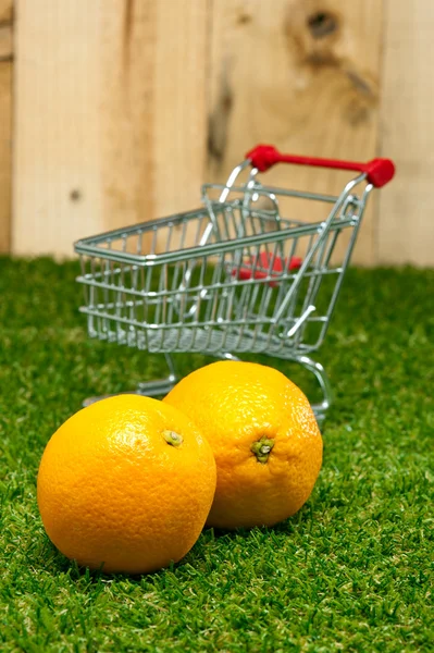 Orange frukt på gräsmattan — Stockfoto