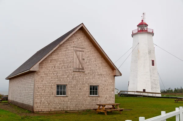 Miscou Lighthouse, during a foggy day — Stock Photo, Image