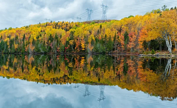Hermosos reflejos de un bosque otoñal en un lago — Foto de Stock