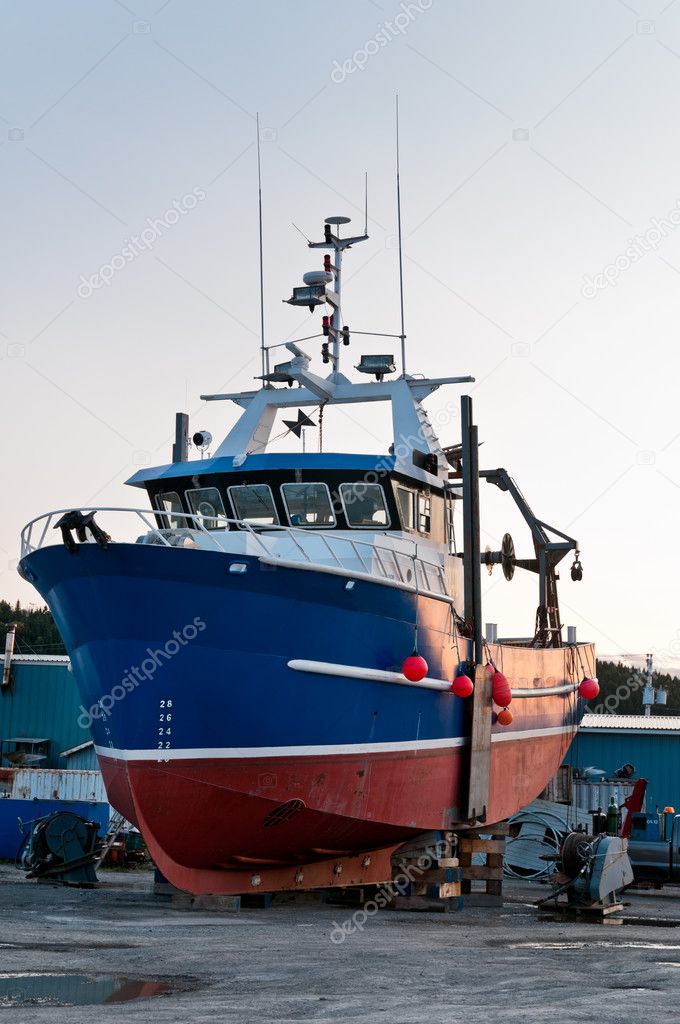 Fish trawler on land