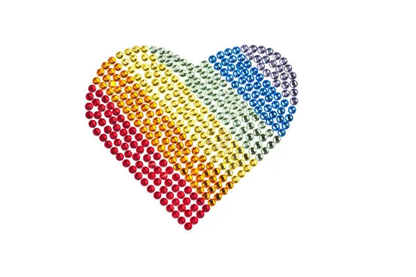 Coração de arco-íris feito de strass — Fotografia de Stock