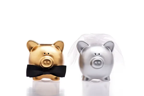 Marriage concept two cute pigs — Stock Photo, Image