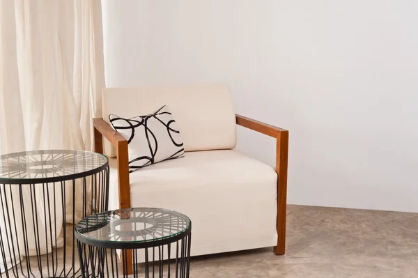 Bright white armchair in a living room — Stock Photo, Image