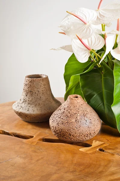 Vasos e flores como decoração de interiores — Fotografia de Stock