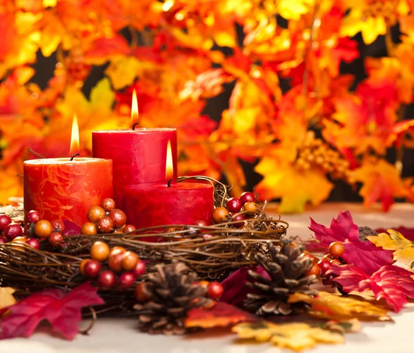 Autumn candles — Stock Photo, Image