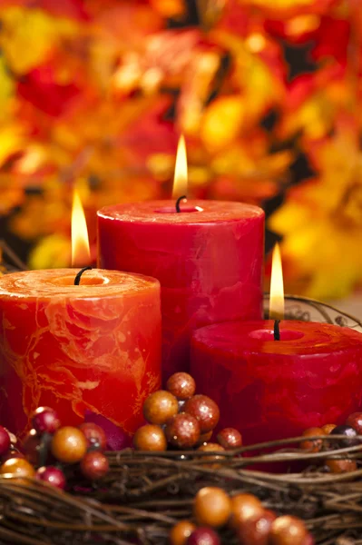 Autumn candles — Stock Photo, Image